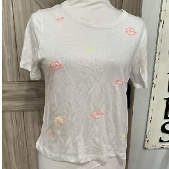 Chaser neon Lips Crop Top Tee Sz S 💋 - Picture 1 of 5